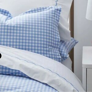 The Company Store Light Blue Gingham Duvet Cover and Sham EUC (Twin)